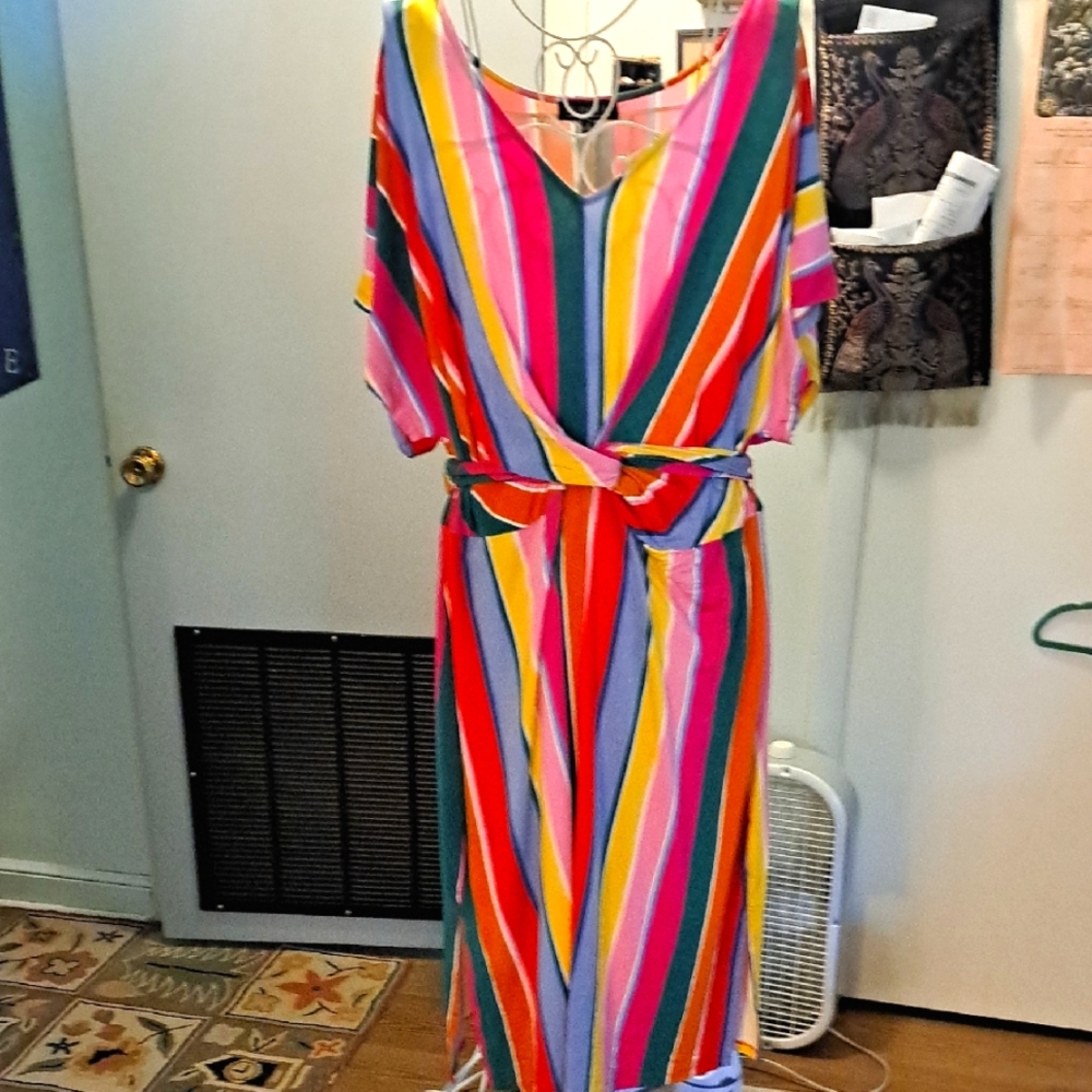 Eloquii Colorful Striped Dress, Sz 20